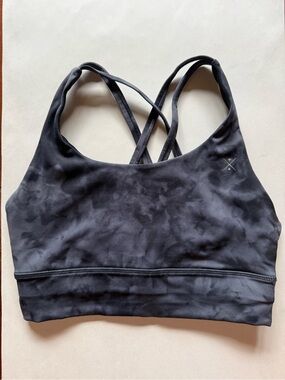 Black Tie-Dye Strappy Sports Bra